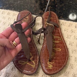 Sam Edelman Brown Leather Thong Sandals